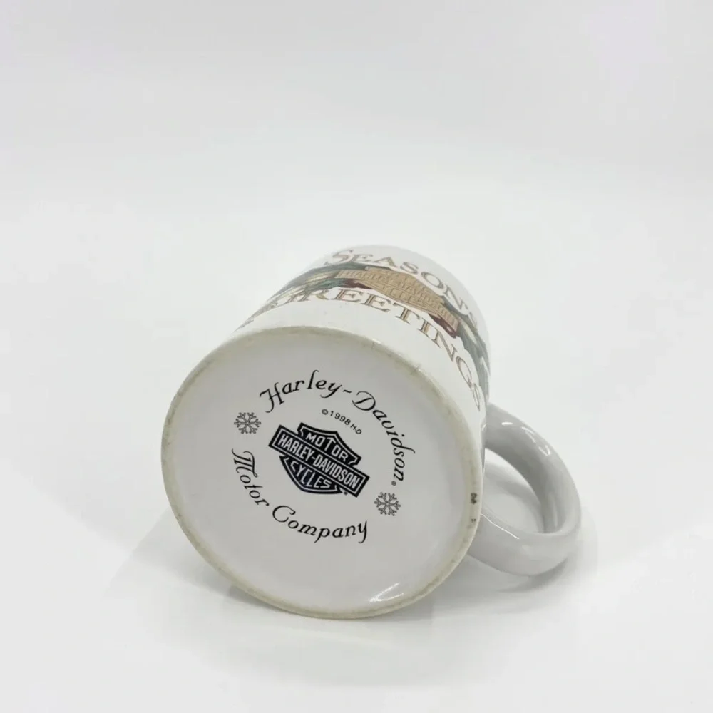 Vintage Harley Davidson HAPPY HARLEY HOLIDAYS Christmas Coffee Mug Cup.T5